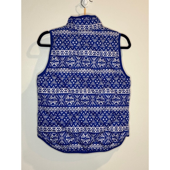 J.Crew Black Label Blue Nordic Vest White Winter Detail Size Medium Preppy - Picture 5 of 9